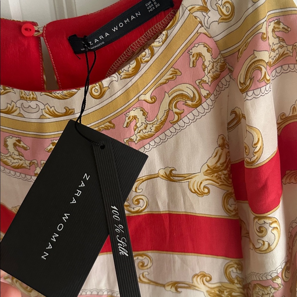 Zara women 100% silk Long Sleeve Dress - Picture 7 of 8